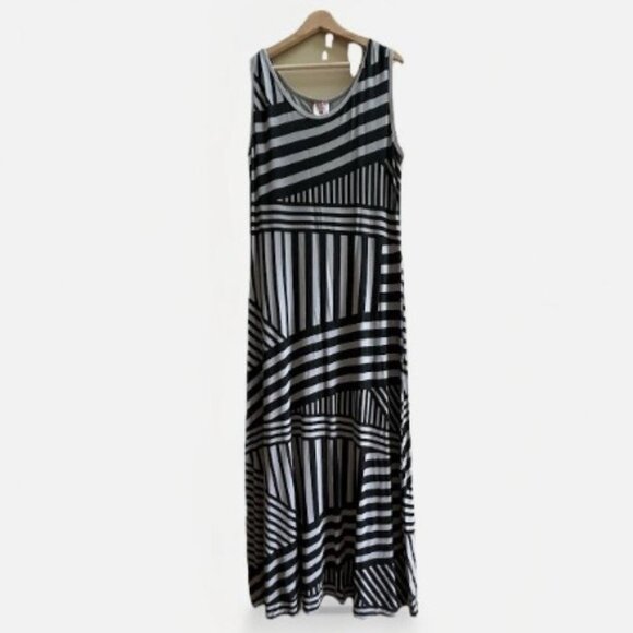 OlkaPolka Womens Maxi Dress Abstract Pattern Sleeveless Summer Size XXL Boho - Picture 1 of 11